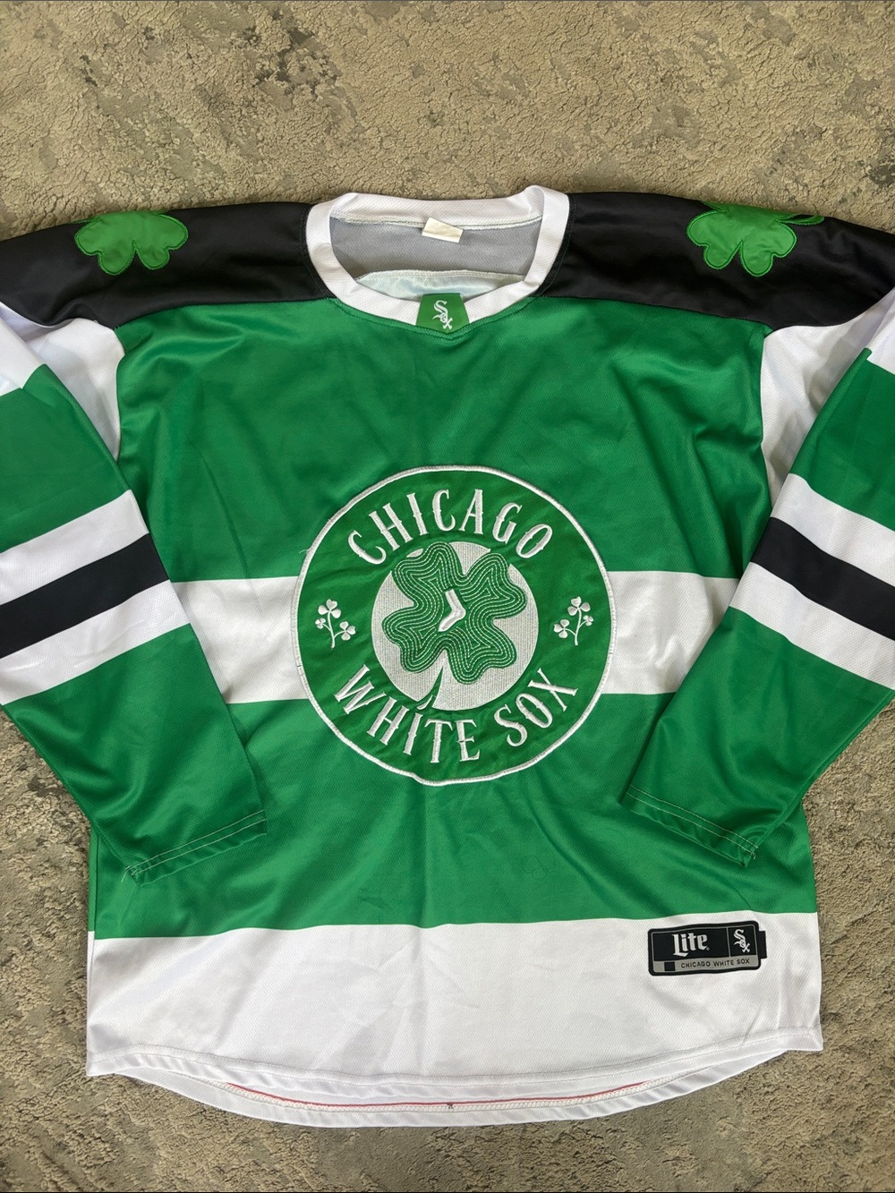 Chicago White Sox Green St. Patrick's Hockey Jersey with Shamrock Crest